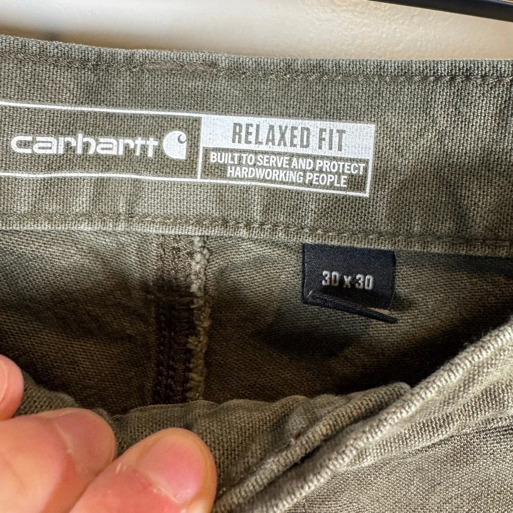 Carhartt Relaxed Fit Carpenter Pant 30x30 Actual L28.5 Green Duck Canvas Utility